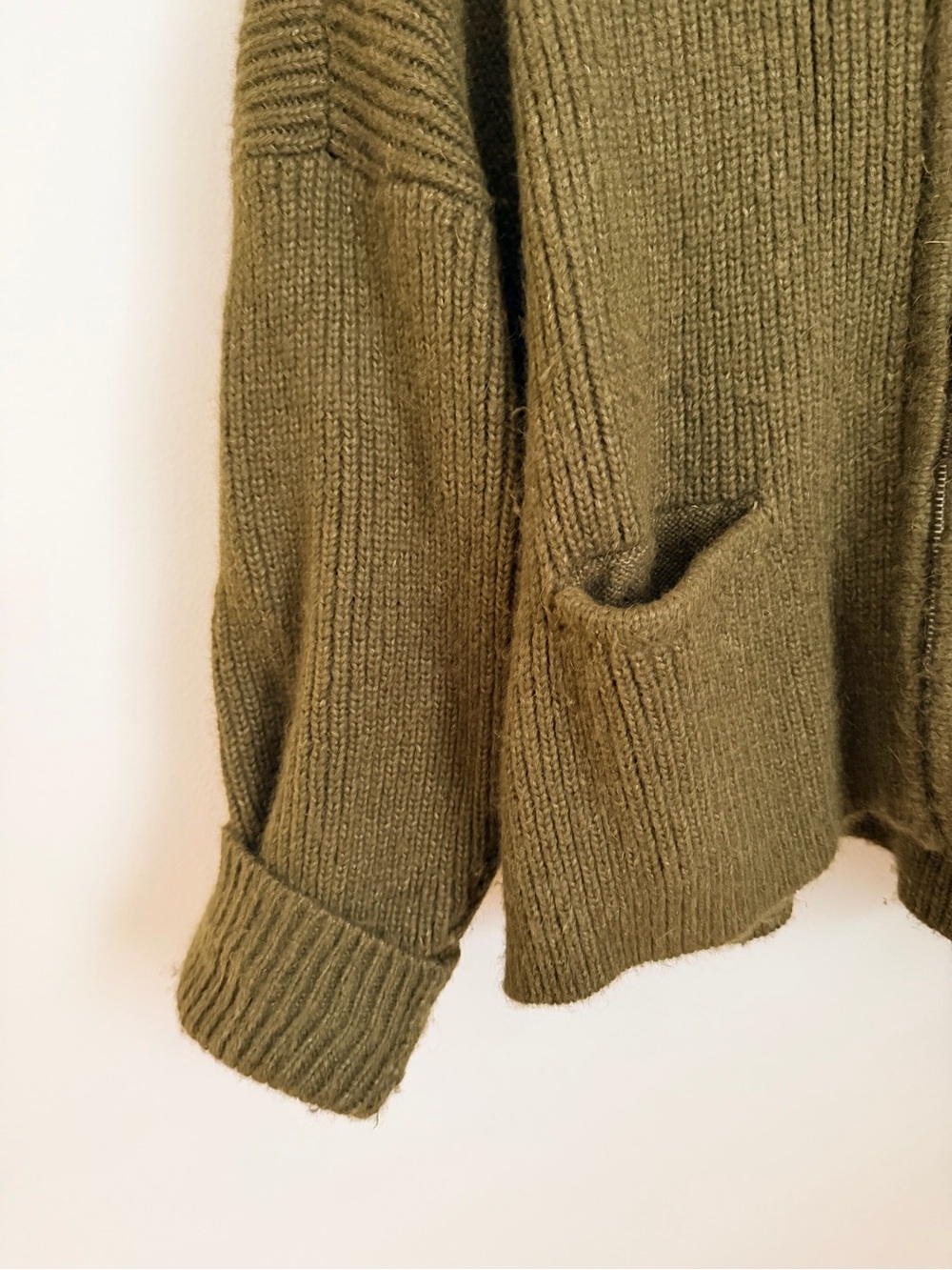 James Street Co. Olive Zip-Front Knit Sweater with Collar - Picture 2 of 6